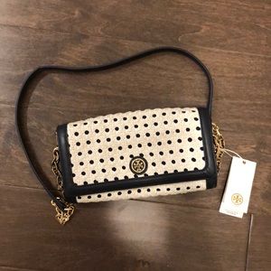 Tory Burch Robinson Basket Weave Navy